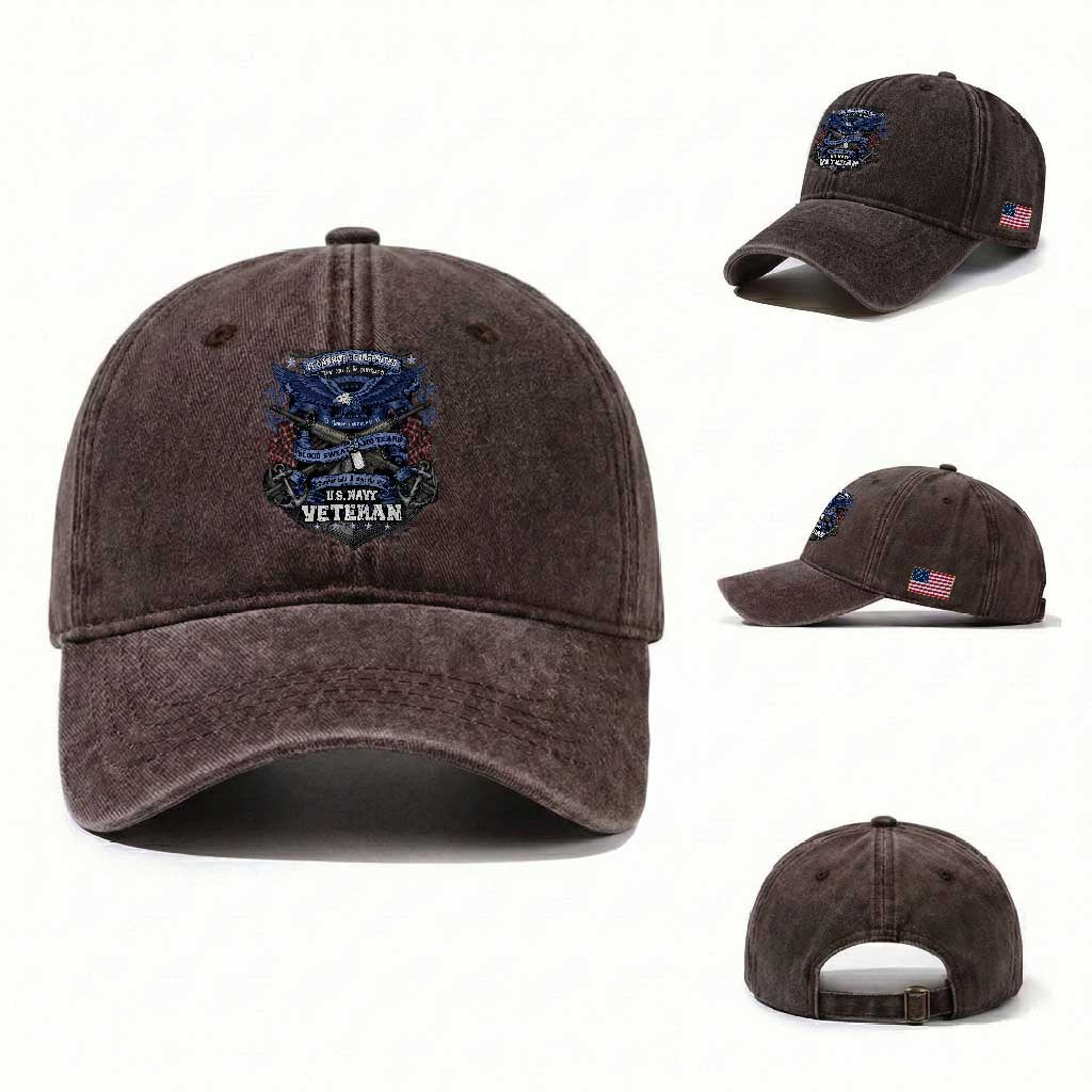 US Military Navy Veteran Washed Cotton Baseball Cap It Cannot Be Inherited Nor Can It Be Purchased I Have Earned It