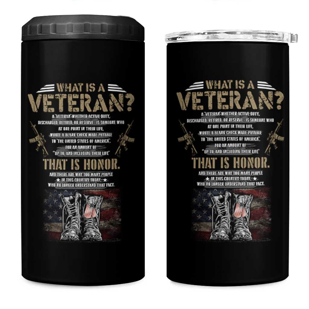 What Is A Veteran That Is Honor American Flag 4 in 1 Can Cooler Tumbler Veteran's Day