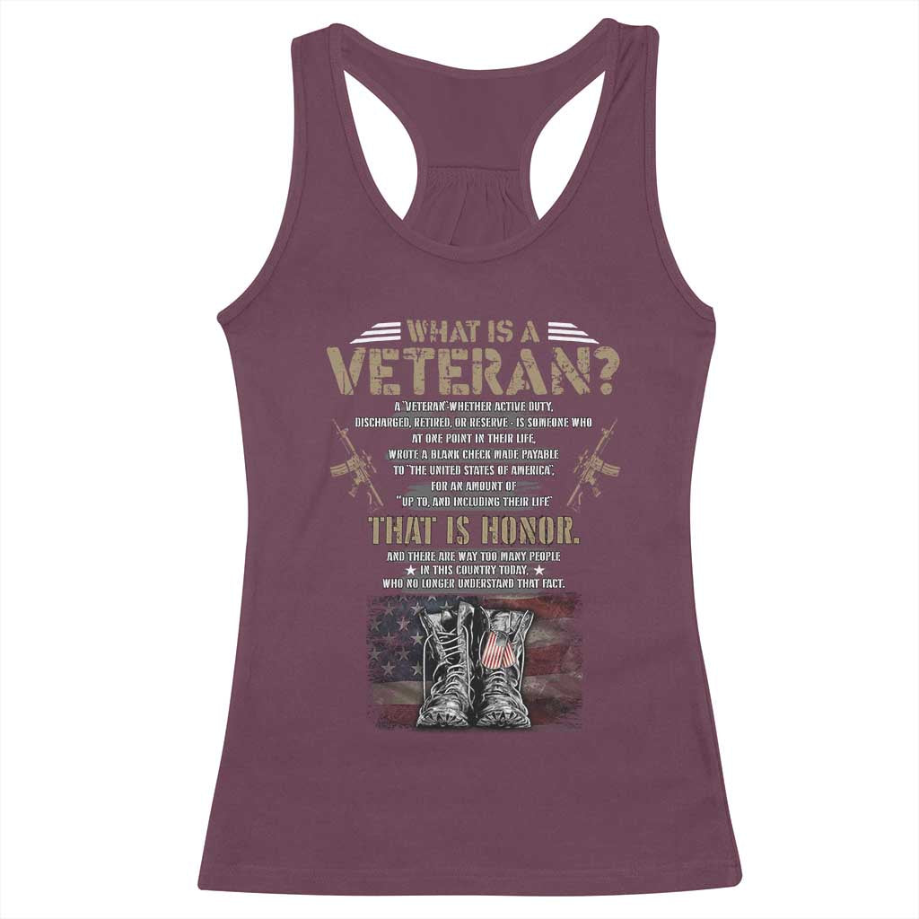 What Is A Veteran That Is Honor American Flag Racerback Tank Top Veteran's Day