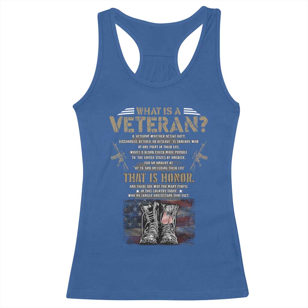 What Is A Veteran That Is Honor American Flag Racerback Tank Top Veteran's Day