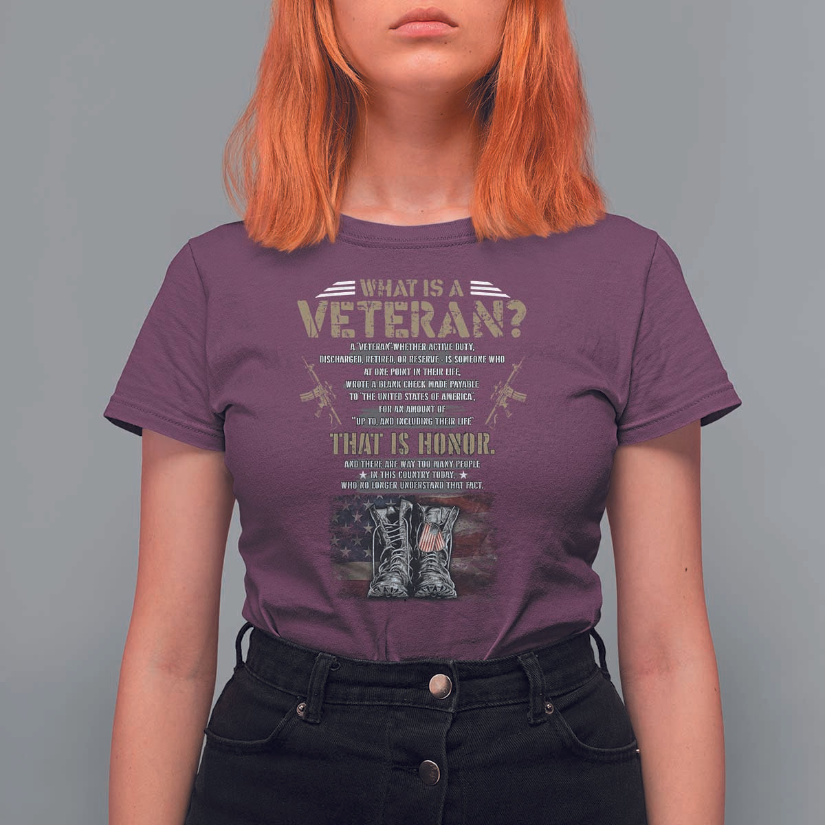 What Is A Veteran That Is Honor American Flag T Shirt For Women Veteran's Day