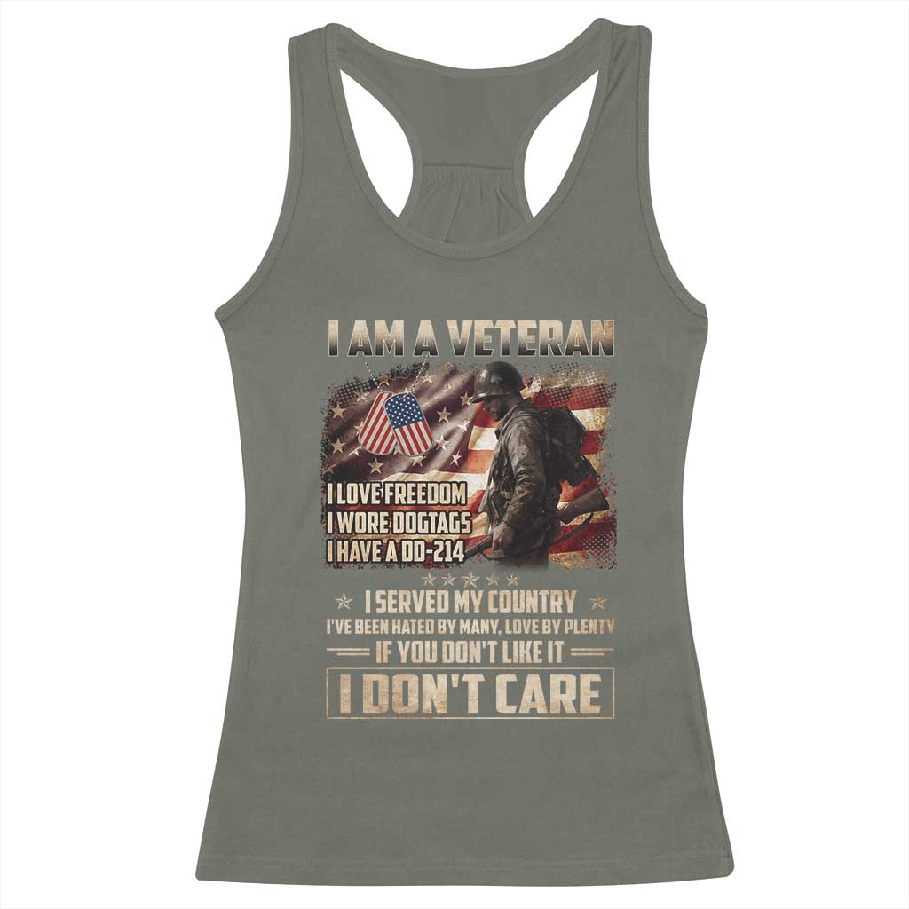I Am A Veteran I Served My Country If You Don't Like It I Don't Care Racerback Tank Top