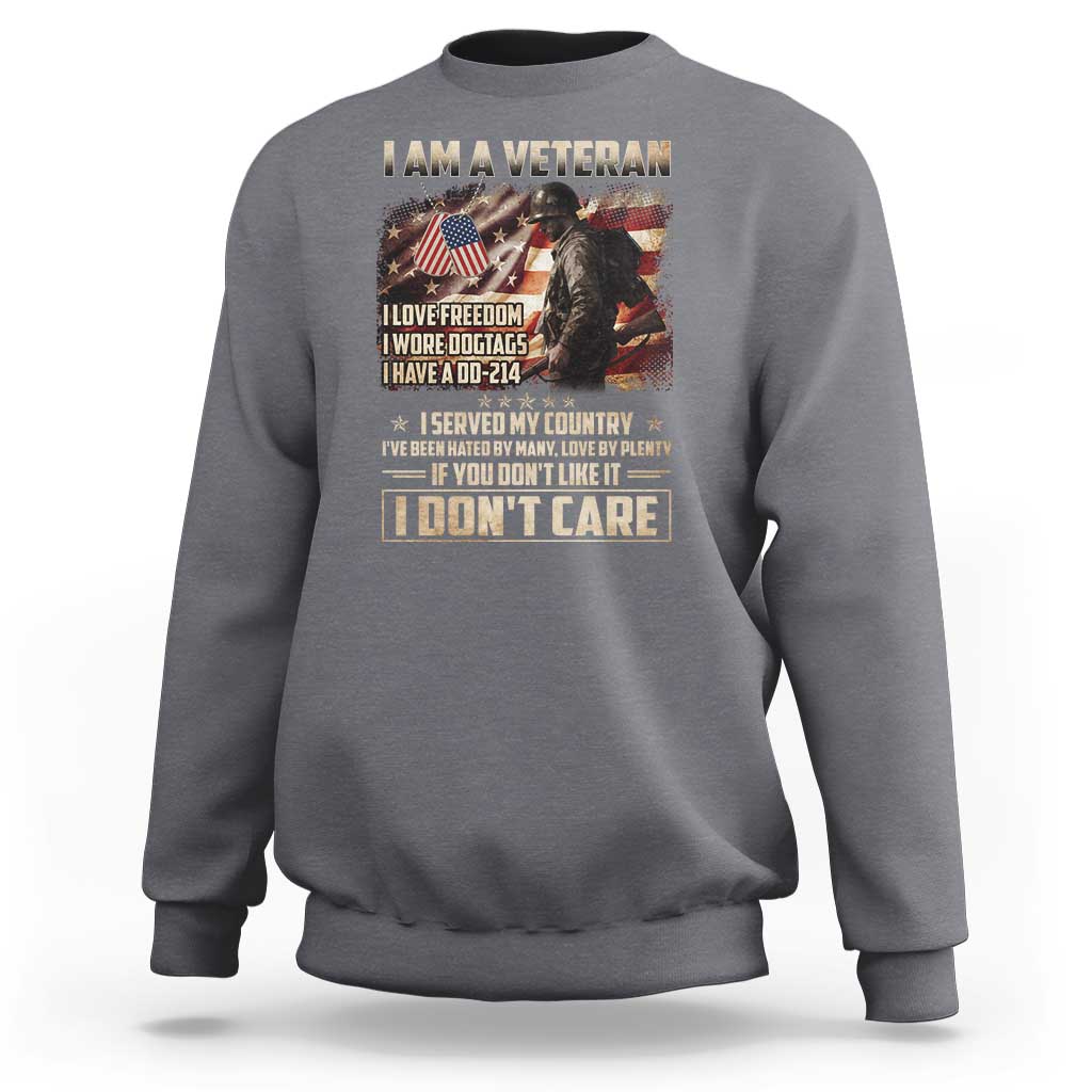 I Am A Veteran I Served My Country If You Don't Like It I Don't Care Sweatshirt