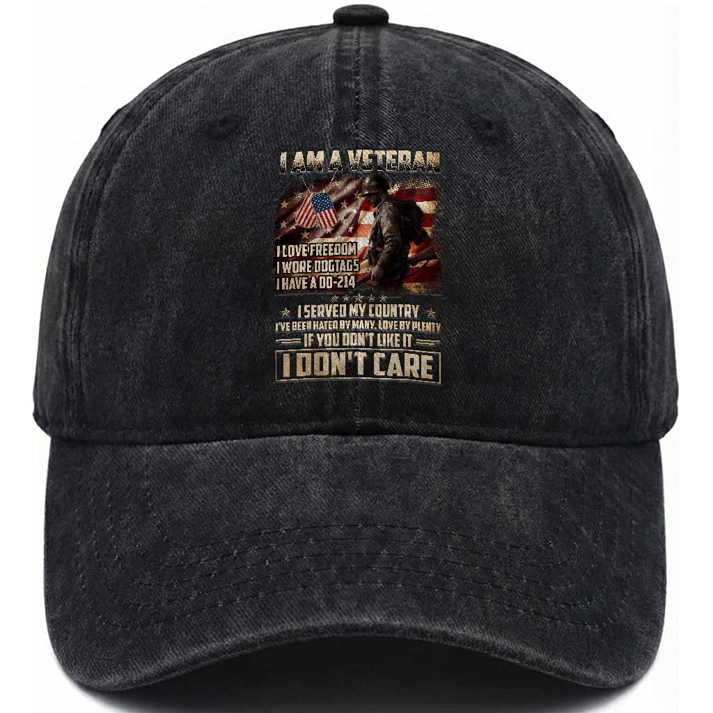 I Am A Veteran I Served My Country If You Don't Like It I Don't Care Washed Cotton Baseball Cap