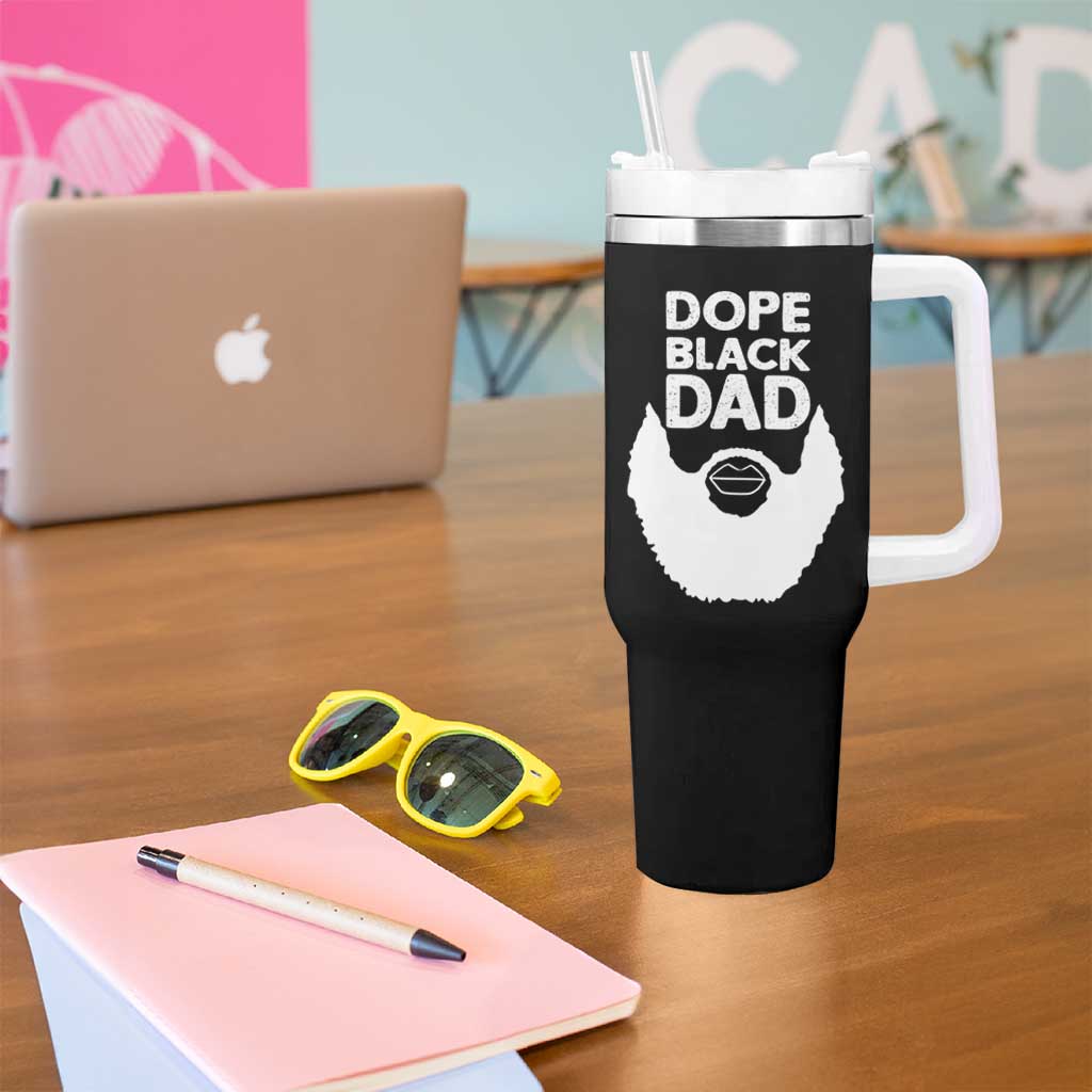 Funny Dope Black Dad Tumbler With Handle Father's Day Juneteenth History Month
