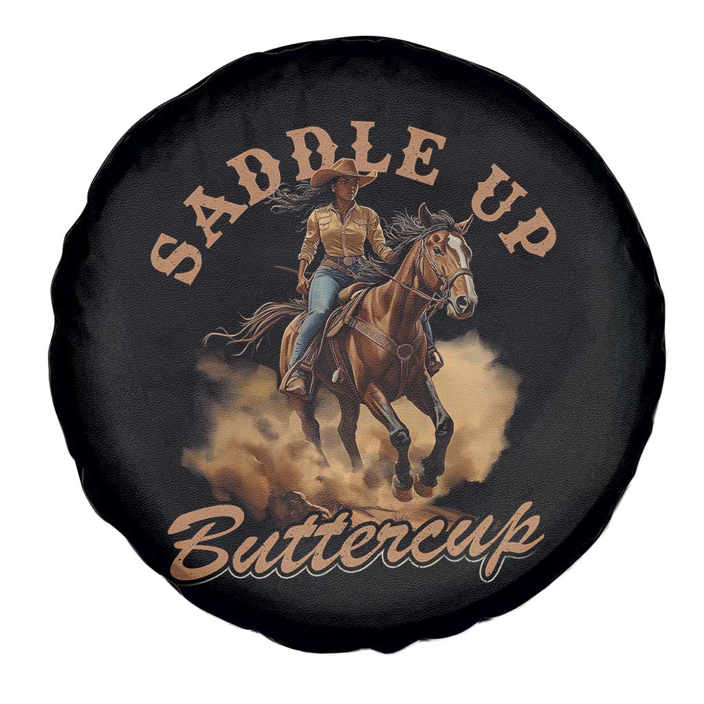 Funny African American Cowgirl Spare Tire Cover Saddle Up Buttercup Southern Western