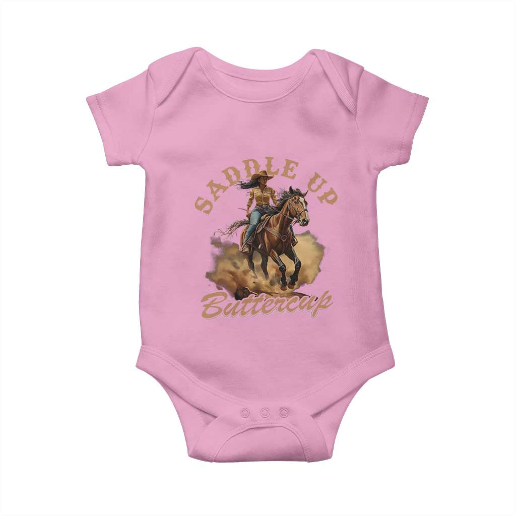 Funny African American Cowgirl Baby Onesie Saddle Up Buttercup Southern Western
