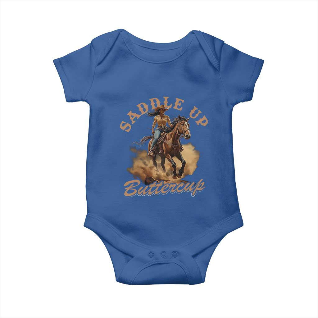Funny African American Cowgirl Baby Onesie Saddle Up Buttercup Southern Western