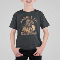 Funny African American Cowgirl T Shirt For Kid Saddle Up Buttercup Southern Western