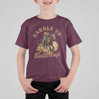 Funny African American Cowgirl T Shirt For Kid Saddle Up Buttercup Southern Western