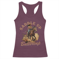 Funny African American Cowgirl Racerback Tank Top Saddle Up Buttercup Southern Western