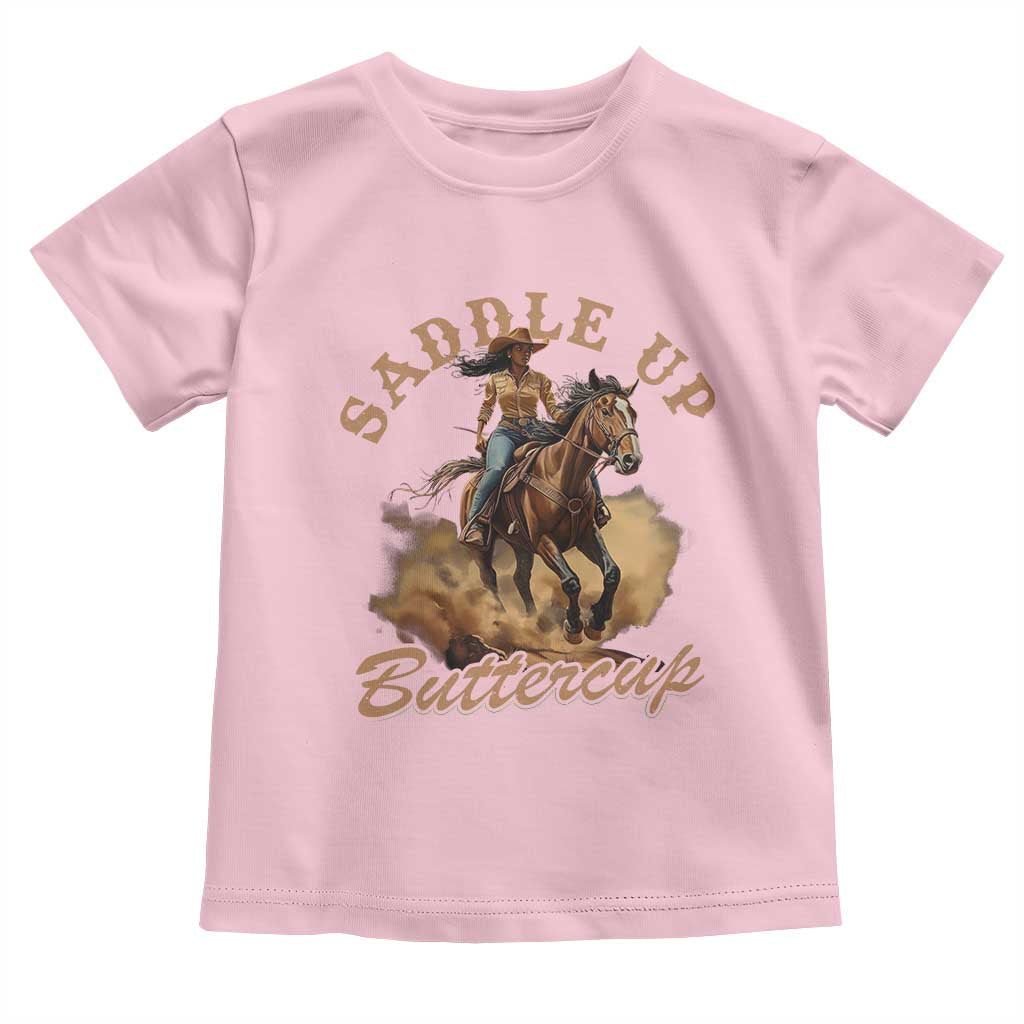 Funny African American Cowgirl Toddler T Shirt Saddle Up Buttercup Southern Western
