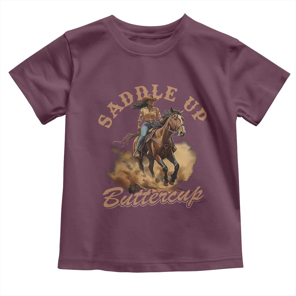 Funny African American Cowgirl Toddler T Shirt Saddle Up Buttercup Southern Western