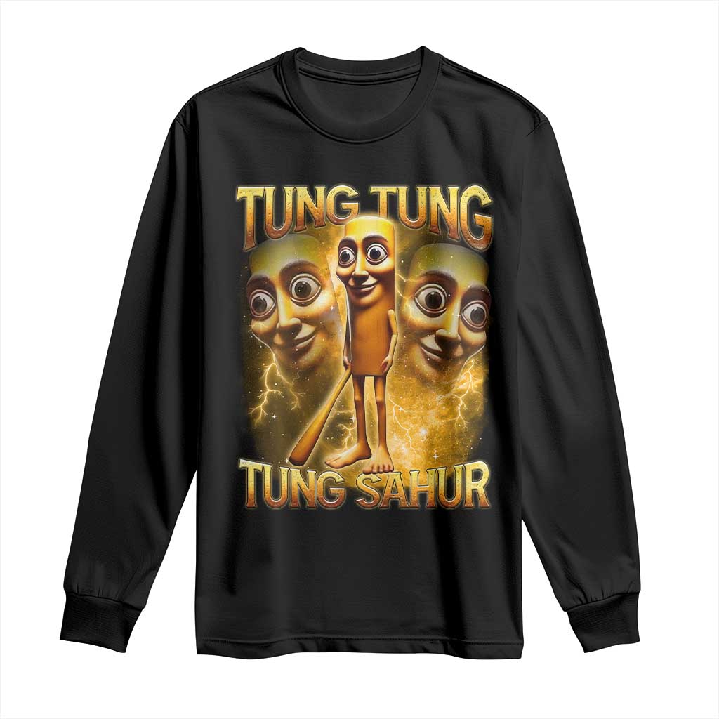 Funny Italian Brainrot Tung Tung Tung Sahur Long Sleeve Shirt Gen Z Meme