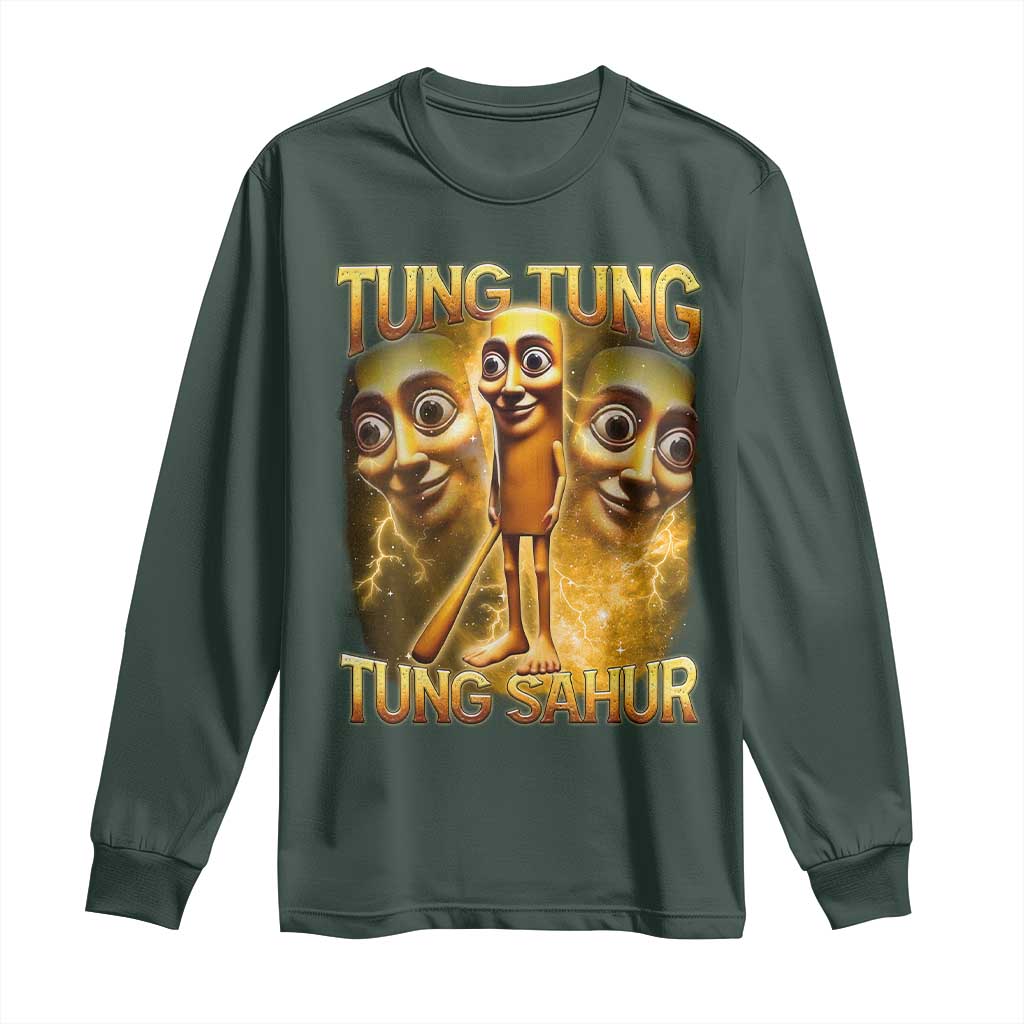 Funny Italian Brainrot Tung Tung Tung Sahur Long Sleeve Shirt Gen Z Meme