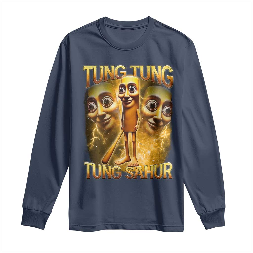 Funny Italian Brainrot Tung Tung Tung Sahur Long Sleeve Shirt Gen Z Meme