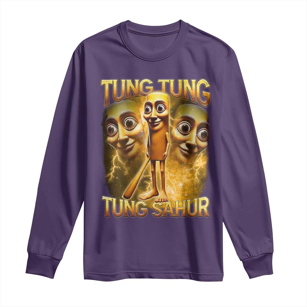 Funny Italian Brainrot Tung Tung Tung Sahur Long Sleeve Shirt Gen Z Meme