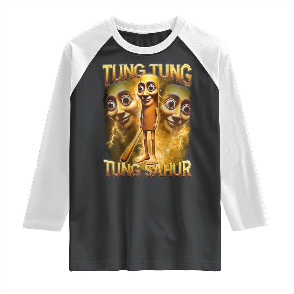 Funny Italian Brainrot Tung Tung Tung Sahur Raglan Shirt Gen Z Meme