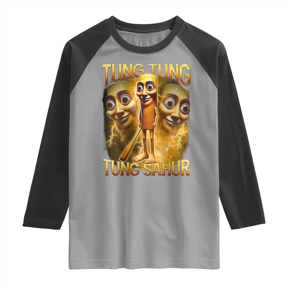 Funny Italian Brainrot Tung Tung Tung Sahur Raglan Shirt Gen Z Meme