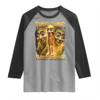 Funny Italian Brainrot Tung Tung Tung Sahur Raglan Shirt Gen Z Meme