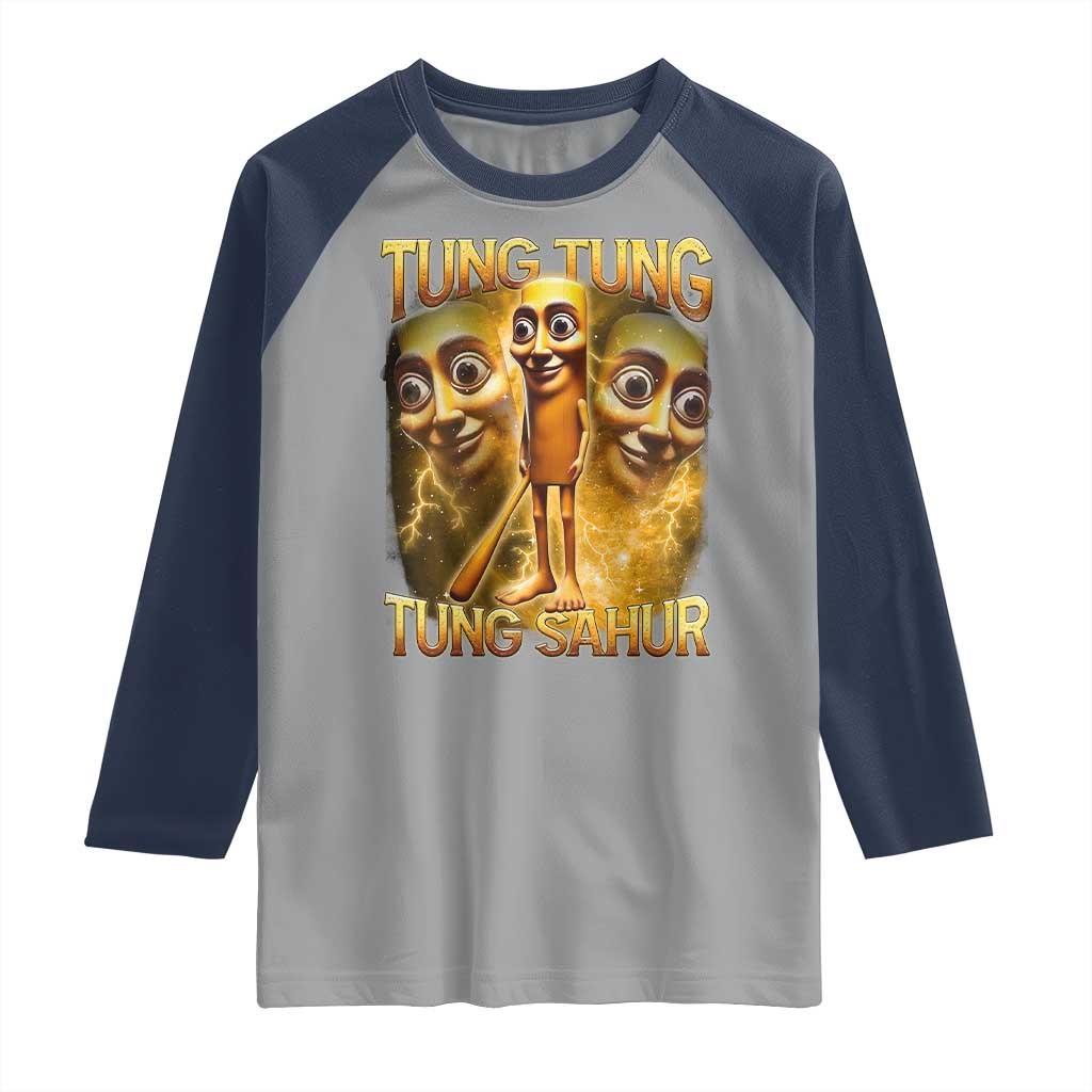 Funny Italian Brainrot Tung Tung Tung Sahur Raglan Shirt Gen Z Meme