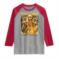 Funny Italian Brainrot Tung Tung Tung Sahur Raglan Shirt Gen Z Meme