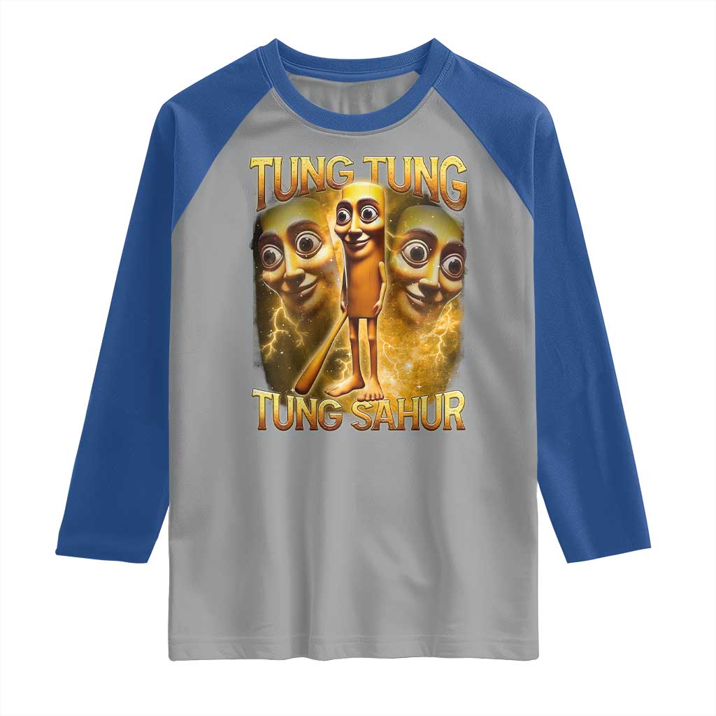 Funny Italian Brainrot Tung Tung Tung Sahur Raglan Shirt Gen Z Meme