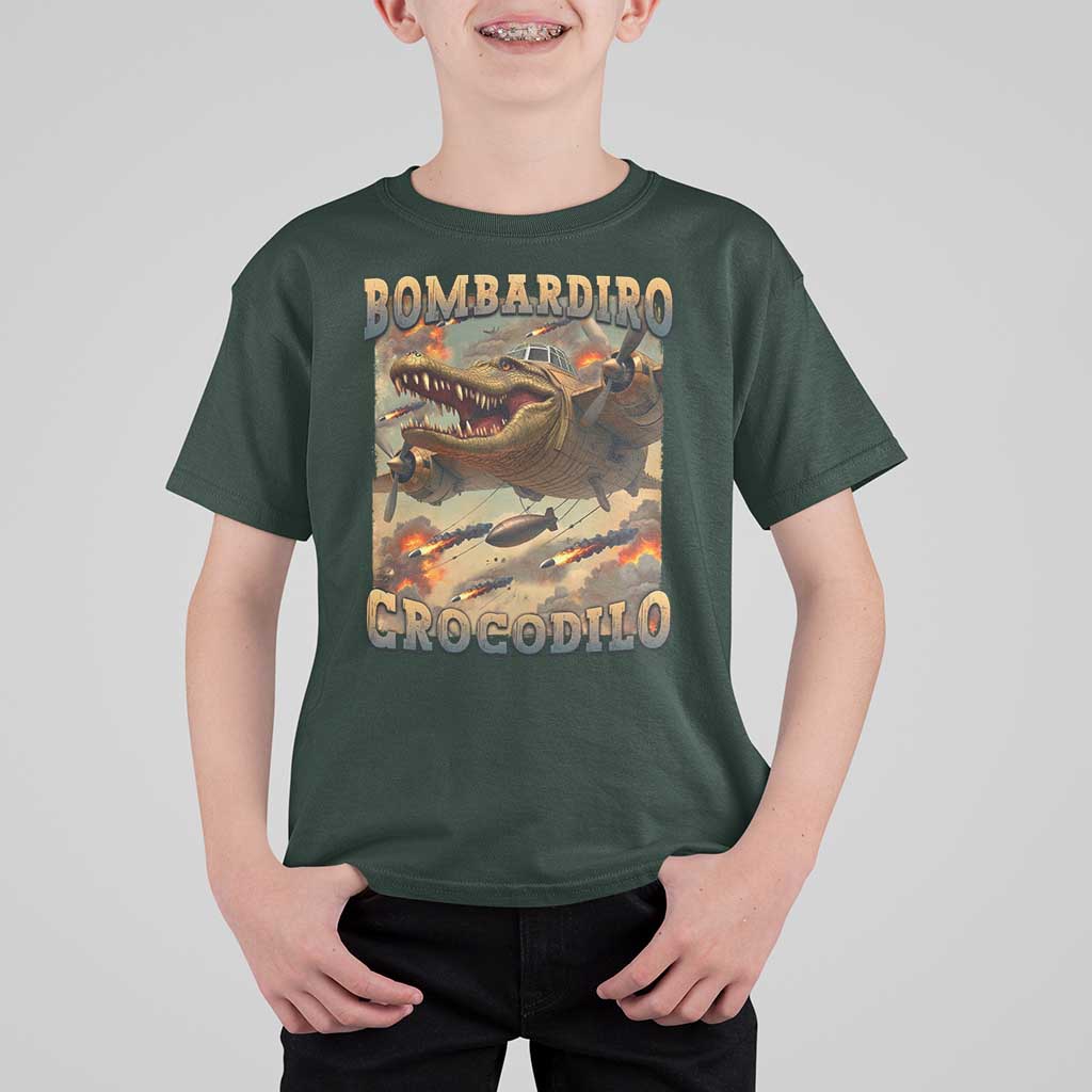 Funny Italian Brainrot Bombardiro Crocodilo T Shirt For Kid Gen Z Meme