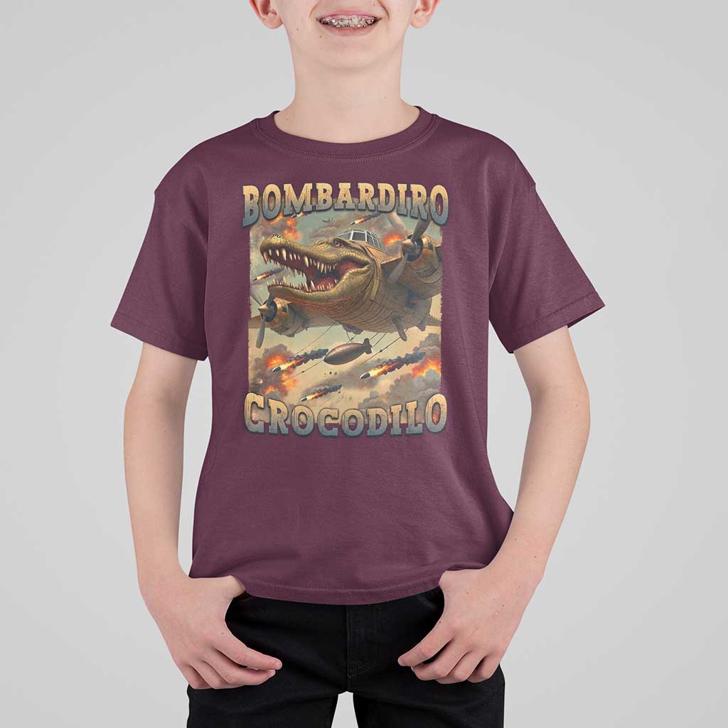 Funny Italian Brainrot Bombardiro Crocodilo T Shirt For Kid Gen Z Meme
