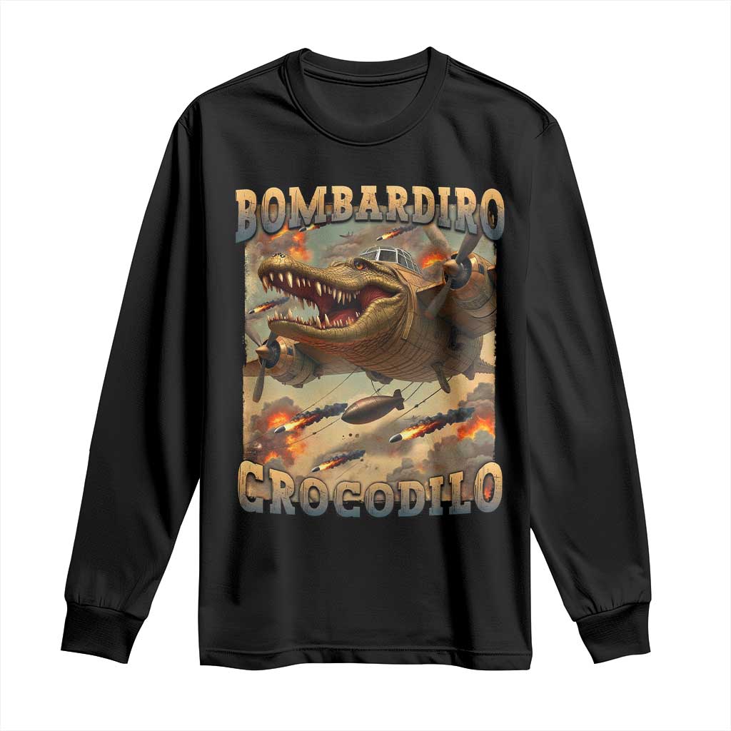 Funny Italian Brainrot Bombardiro Crocodilo Long Sleeve Shirt Gen Z Meme