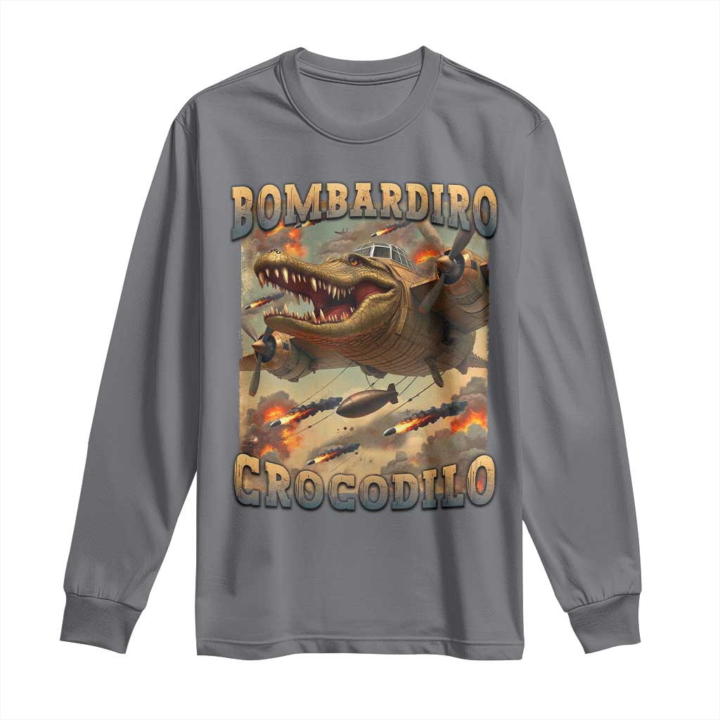 Funny Italian Brainrot Bombardiro Crocodilo Long Sleeve Shirt Gen Z Meme