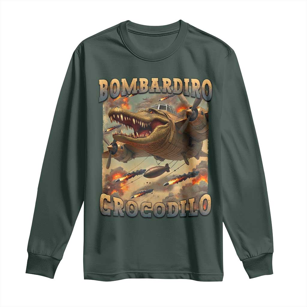 Funny Italian Brainrot Bombardiro Crocodilo Long Sleeve Shirt Gen Z Meme