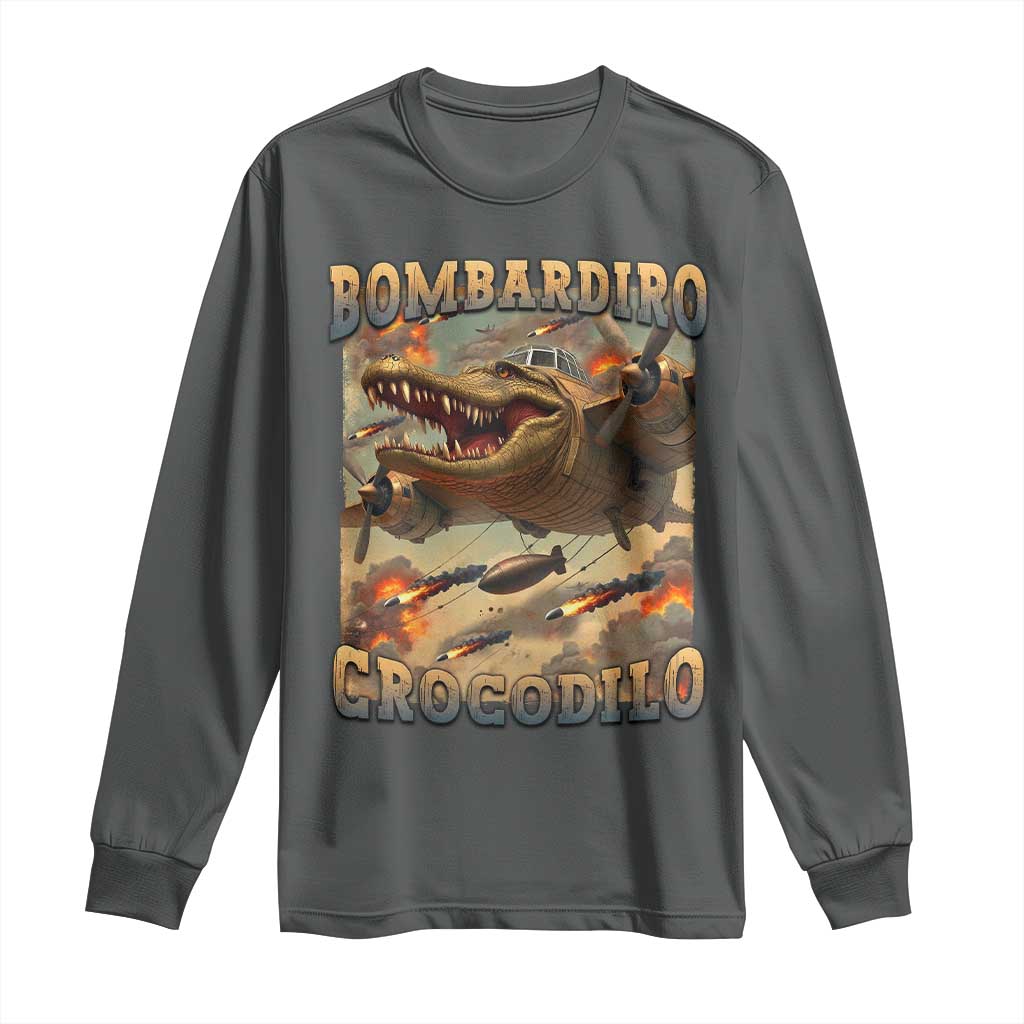 Funny Italian Brainrot Bombardiro Crocodilo Long Sleeve Shirt Gen Z Meme