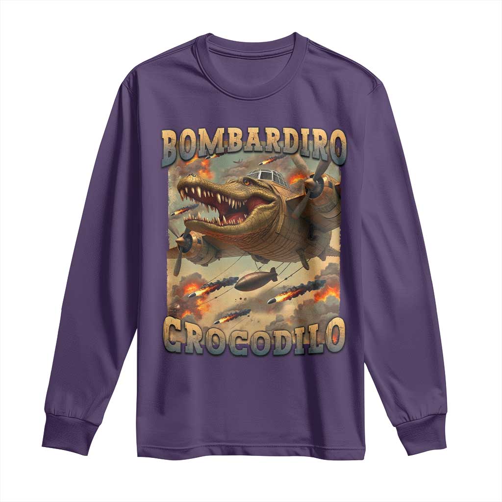 Funny Italian Brainrot Bombardiro Crocodilo Long Sleeve Shirt Gen Z Meme