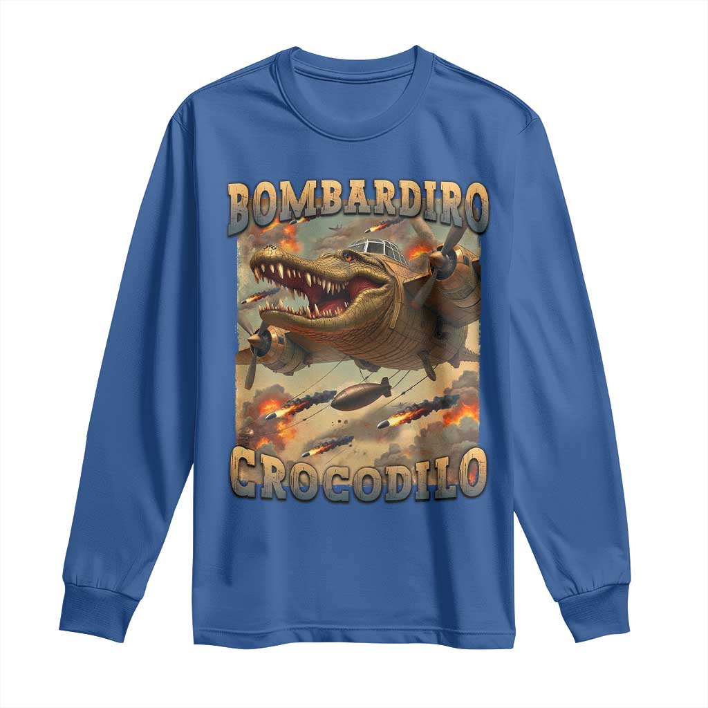 Funny Italian Brainrot Bombardiro Crocodilo Long Sleeve Shirt Gen Z Meme