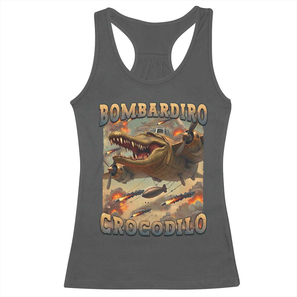 Funny Italian Brainrot Bombardiro Crocodilo Racerback Tank Top Gen Z Meme