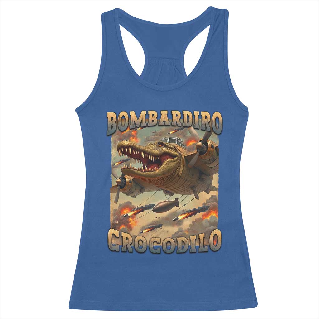 Funny Italian Brainrot Bombardiro Crocodilo Racerback Tank Top Gen Z Meme