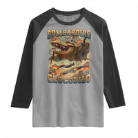 Funny Italian Brainrot Bombardiro Crocodilo Raglan Shirt Gen Z Meme