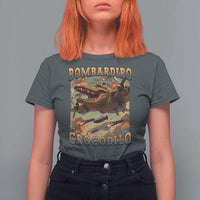 Funny Italian Brainrot Bombardiro Crocodilo T Shirt For Women Gen Z Meme