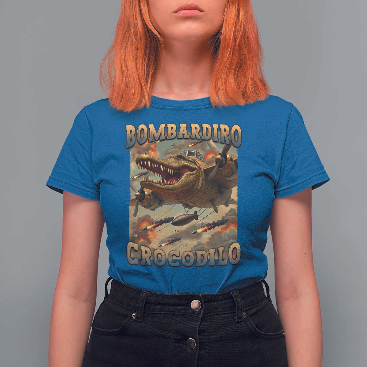 Funny Italian Brainrot Bombardiro Crocodilo T Shirt For Women Gen Z Meme