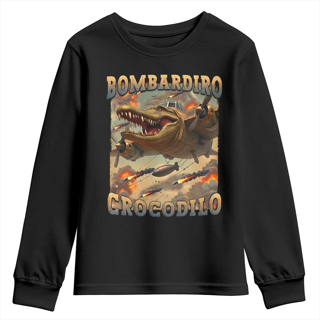 Funny Italian Brainrot Bombardiro Crocodilo Youth Sweatshirt Gen Z Meme