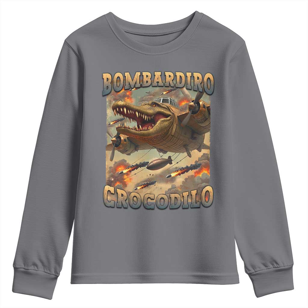 Funny Italian Brainrot Bombardiro Crocodilo Youth Sweatshirt Gen Z Meme