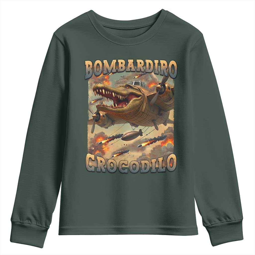 Funny Italian Brainrot Bombardiro Crocodilo Youth Sweatshirt Gen Z Meme