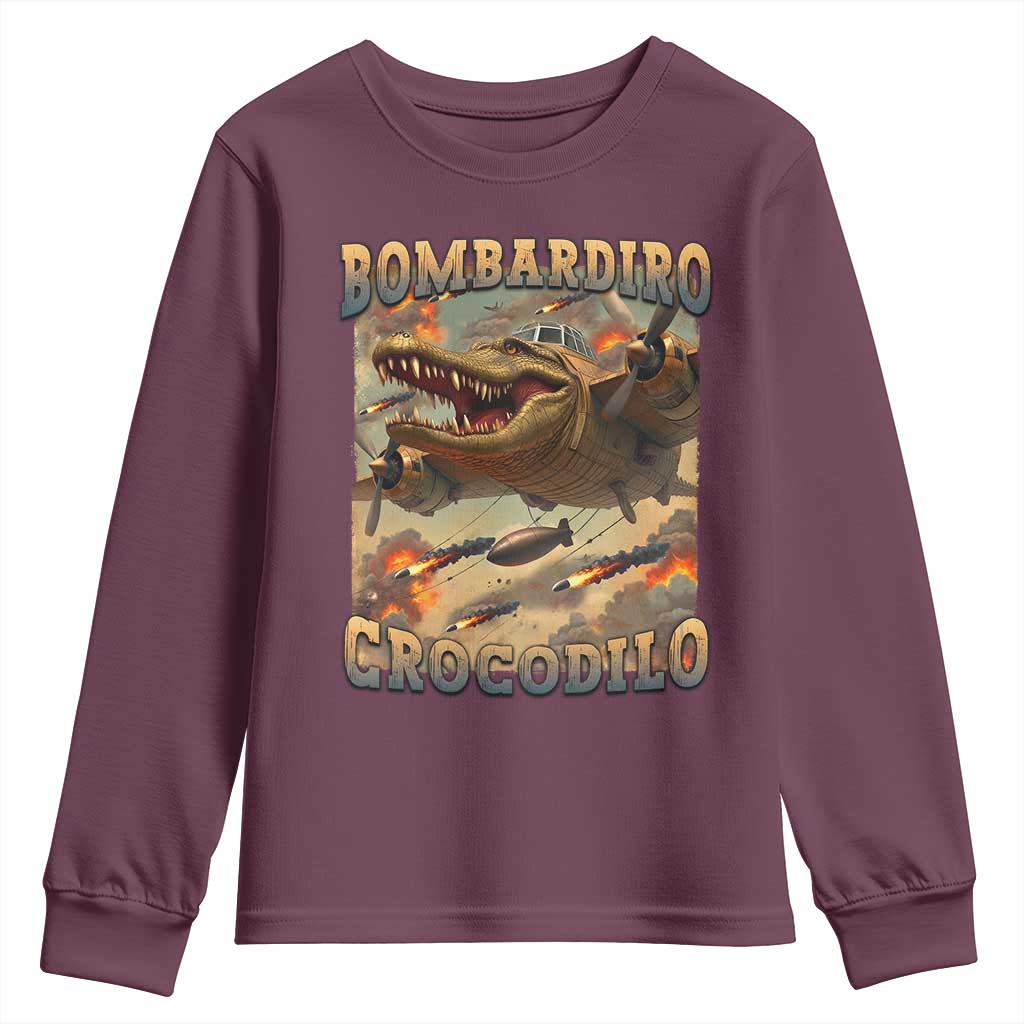Funny Italian Brainrot Bombardiro Crocodilo Youth Sweatshirt Gen Z Meme