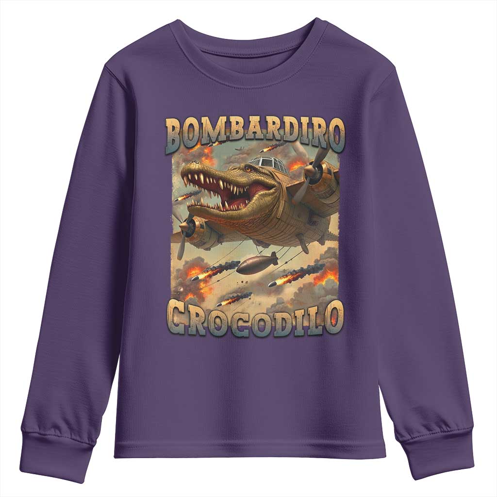 Funny Italian Brainrot Bombardiro Crocodilo Youth Sweatshirt Gen Z Meme