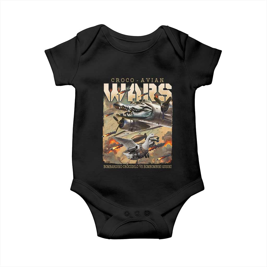 Funny Italian Brainrot Croco Avian Wars Baby Onesie Bombardino Crocodilo Bombombini Gusini Gen Z Meme