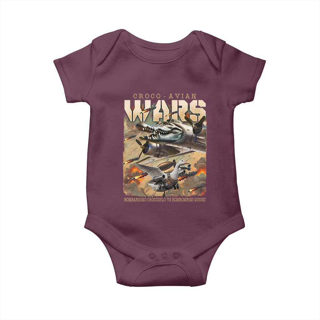 Funny Italian Brainrot Croco Avian Wars Baby Onesie Bombardino Crocodilo Bombombini Gusini Gen Z Meme
