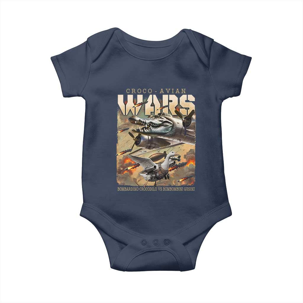 Funny Italian Brainrot Croco Avian Wars Baby Onesie Bombardino Crocodilo Bombombini Gusini Gen Z Meme