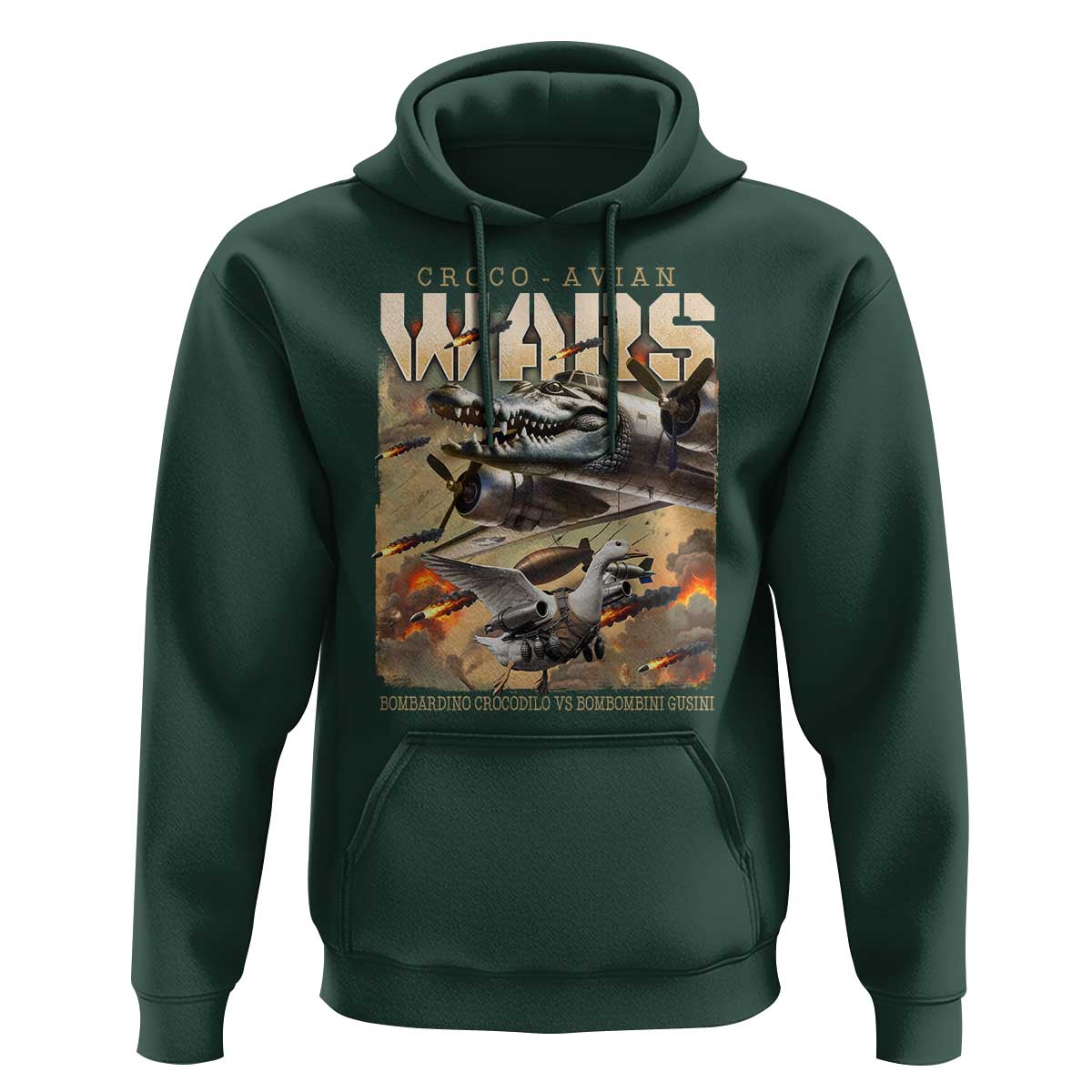 Funny Italian Brainrot Croco Avian Wars Hoodie Bombardino Crocodilo Bombombini Gusini Gen Z Meme