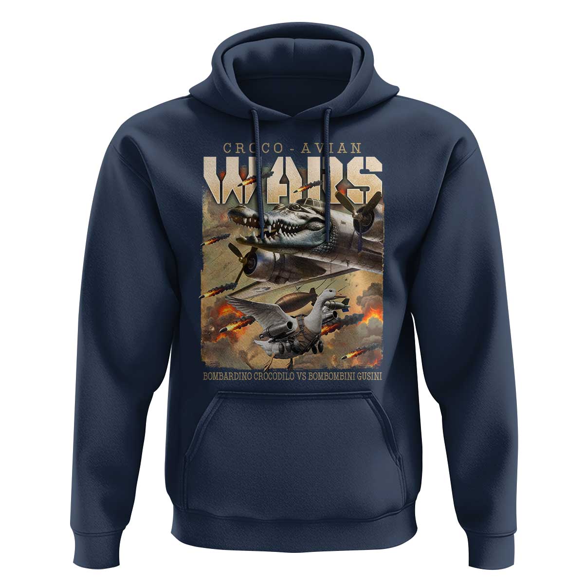 Funny Italian Brainrot Croco Avian Wars Hoodie Bombardino Crocodilo Bombombini Gusini Gen Z Meme